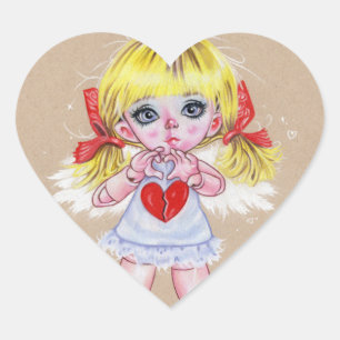 Cute girl  doll round stickers
