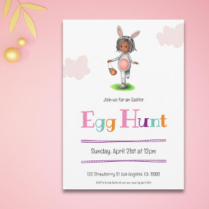 Cute Girl Egg Hunt Easter Invitation