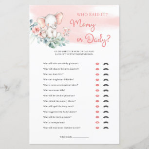 Cute girl elephant eucalyptus Mummy or Daddy