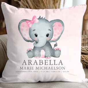 Cute Girl Elephant Pink Baby Cushion