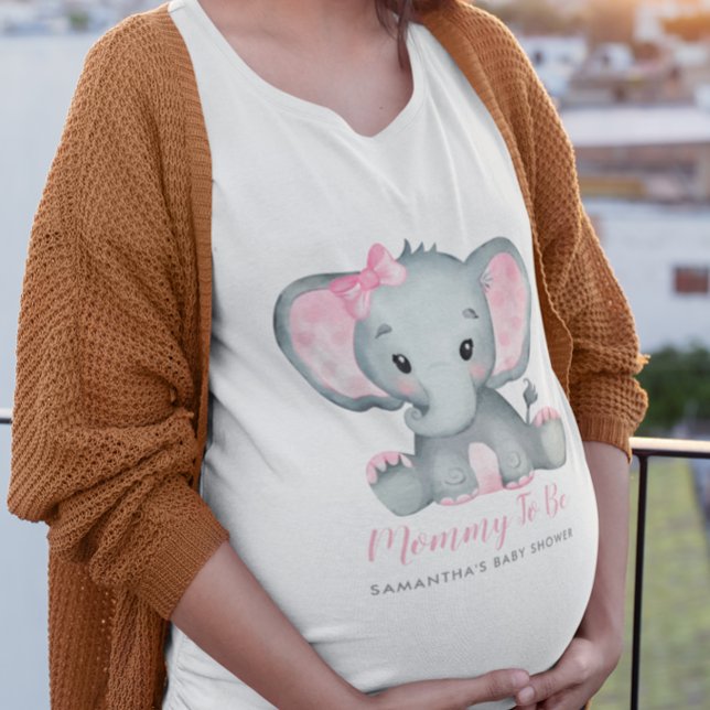 Cute Girl Elephant Pink Mummy To Be Baby Shower T-Shirt (Cute Girl Elephant Pink Mommy To Be Baby Shower T-Shirt)