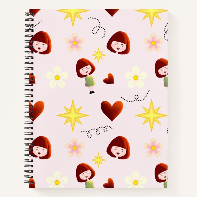 Cute Girl Floral Notebook (Front)