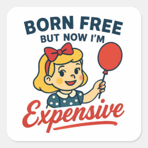 Cute Girl, Free Spirit Square Sticker