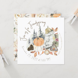Cute Girl Friendsgiving Thanksgiving Dinner Invitation