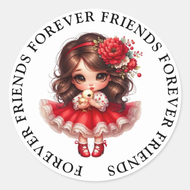 Cute Girl Friendship Stickers (Front)