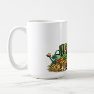 Cute Girl Gardener Harvesting Vegetables Art Coffee Mug