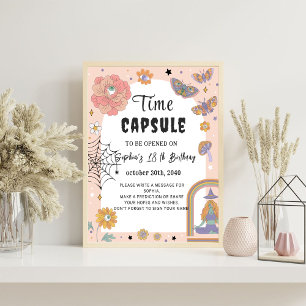 Cute Girl Ghost Birthday Time Capsule Sign