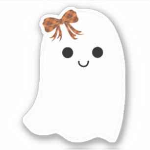 Cute Girl Ghost with Plaid Bow Halloween