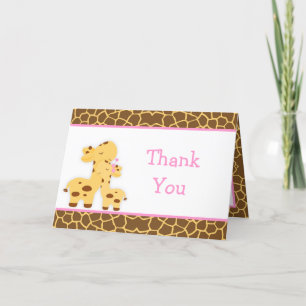 Cute Girl Giraffe Baby Shower Thank You Card