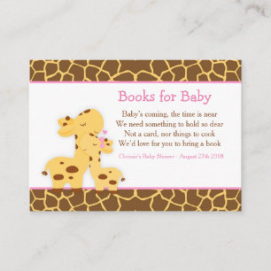 Cute Girl Giraffe Book Request for Baby Shower Enclosure Card