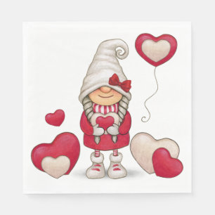 Cute Girl Gnome Fairytale Red Garden Gnomes Party  Napkin