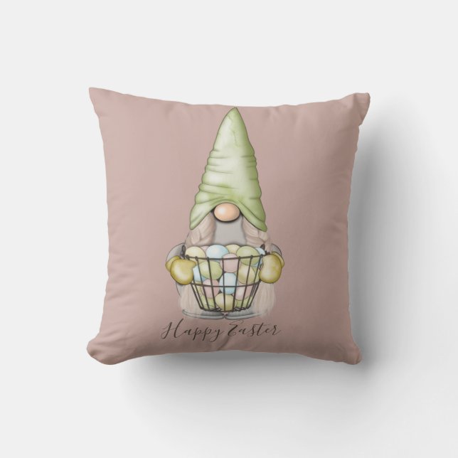 Cute Girl Gnome with Eggs Easter Holiday  Cushion (Front)