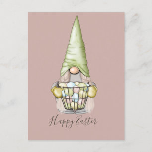 Cute Girl Gnome with Eggs Easter Holiday Postcard