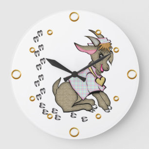 Cute Girl Goat Cartoon Wall Clock