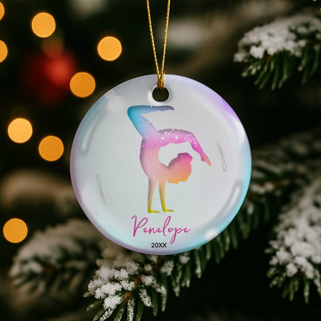 cute girl gymnast players colourful personalised ceramic ornament (Creator Uploaded)