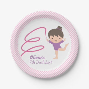 Cute Girl Gymnastics Kids Birthday Party Supplies Paper Plate