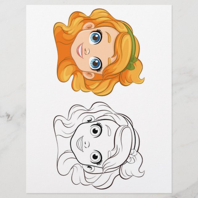 Cute girl head colouring page (Front)