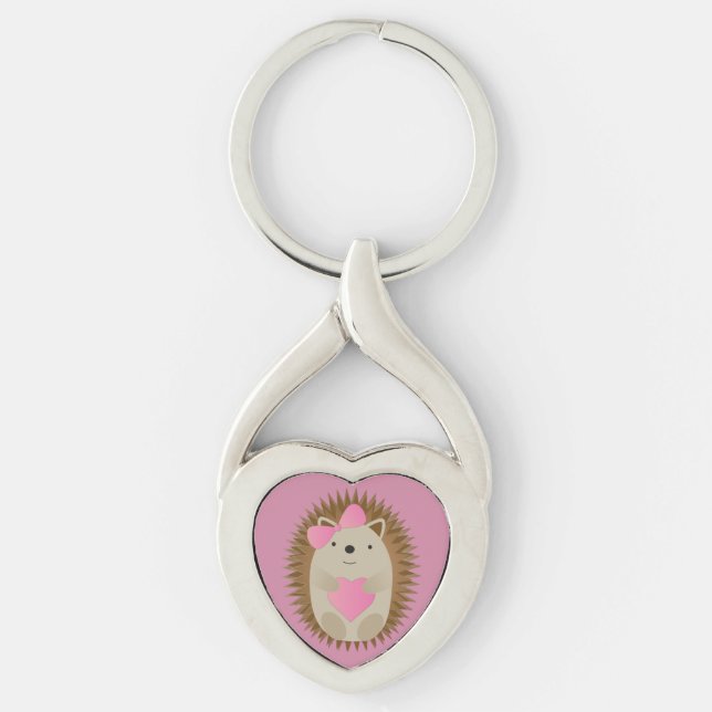 Cute Girl Hedgehog Key Ring (Front)