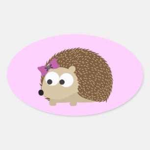 cute Girl hedgehog Oval Sticker