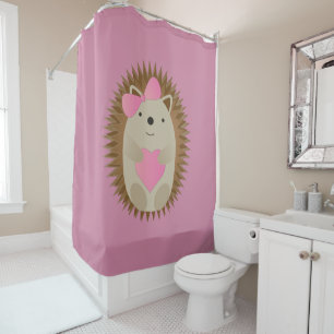 Cute Girl Hedgehog Shower Curtain