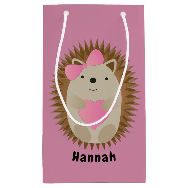 Cute Girl Hedgehog Small Gift Bag (Back)