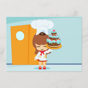 Cute Girl holding Chocolate Birthday Cake Card