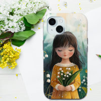 Cute Girl Holding Lily of the Valley Birth flower