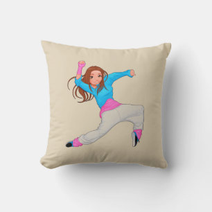Cute girl hop hop cartoon dancer cushion