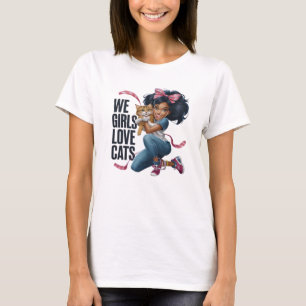 Cute Girl Hugging Ginger Cat T-Shirt