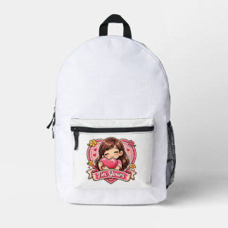 Cute Girl Hugging Heart Bag