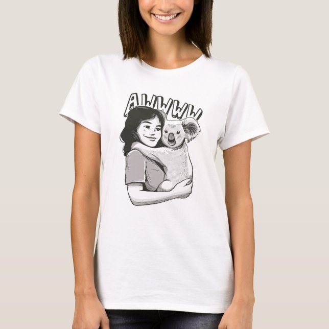 CUTE GIRL HUGGING KOALA  T-Shirt (Front)