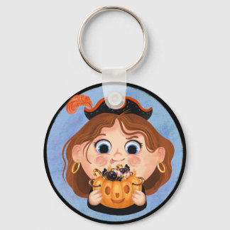 Cute girl in a pirate Halloween costume Candy Tin Key Ring