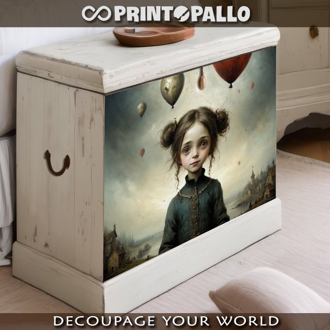 Cute girl in a sad world with air balloon  tissue paper (Creator Uploaded)