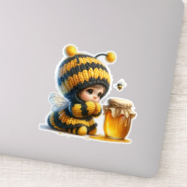 Cute Girl in Bee Costume with Honey (Detail)