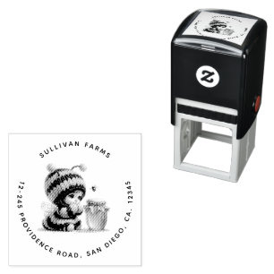 Cute Girl in Bee Costume with Honey Address Self-inking Stamp