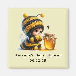 Cute Girl in Bee Costume with Honey Baby Shower Magnet