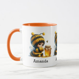 Cute Girl in Bee Costume with Honey Mug