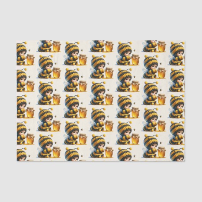 Cute Girl in Bee Costume with Honey Tissue Paper (Front)