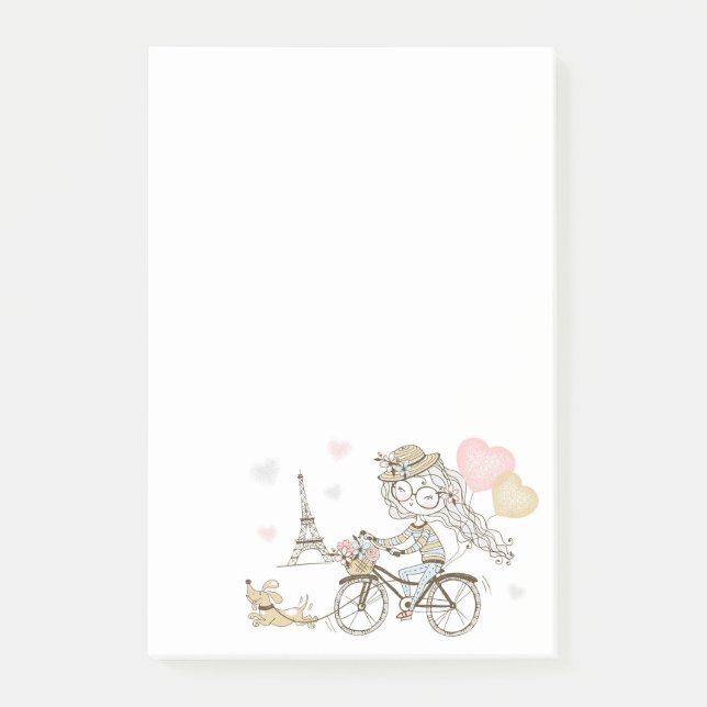 Cute Girl in Paris Post-it Notes (Front)