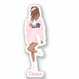 Cute Girl in Pink College Custom-Cut Vinyl Sticker
