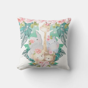 Cute Girl Jungle Animals Cushion