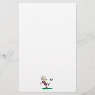 cute girl kicking soccer ball stationery