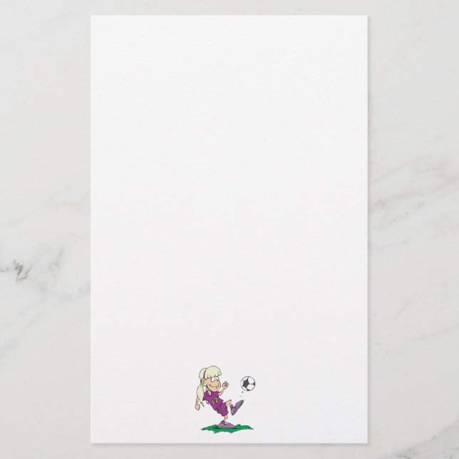 cute girl kicking soccer ball stationery (Front)
