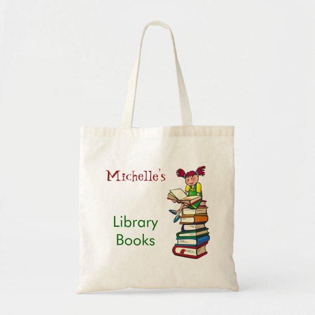 Cute Girl Library Book Bag Custom Name (Front)