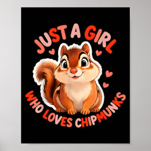 Cute Girl Loves Chipmunks Costume Kids Boys Girls Poster