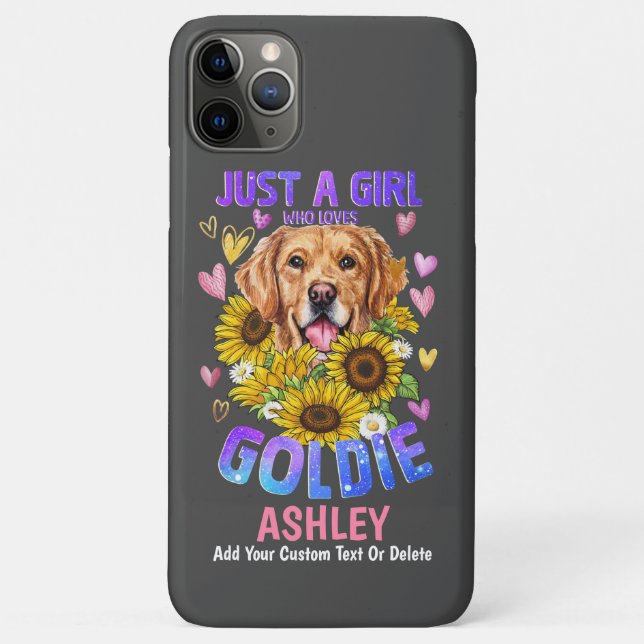 Cute Girl Loves Golden retriever Sunflower Case-Mate iPhone Case (Back)