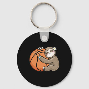 Cute Girl Loves Sloth Basketball Key Ring
