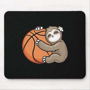 Cute Girl Loves Sloth Basketball  Mouse Pad