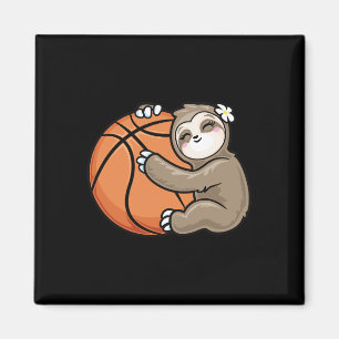 Cute Girl Loves Sloth Bysketbyll Magnet