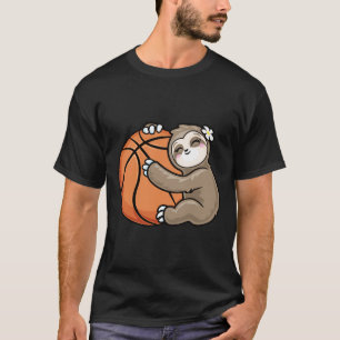Cute Girl Loves Sloth Bysketbyll T-Shirt